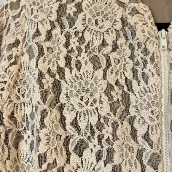 Ivory / Cream Lace Zip-Front Jacket | Y2K Romantic Boho Festival - Picture 5 of 12